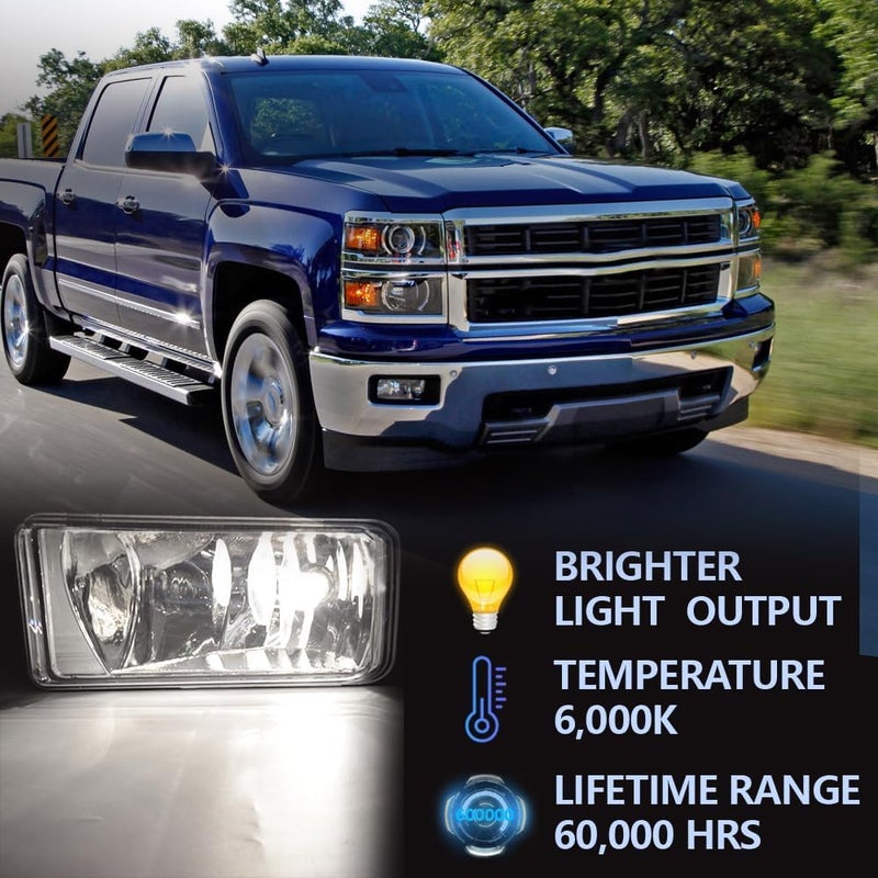 CHEDA Fog Lights w/Bulbs Compatible with 2007-2015 Chevy Silverado/Tahoe/Suburban Driving Fog Lamps neblineros para autos delantero faros antiniebla Clear Lens - Image 2
